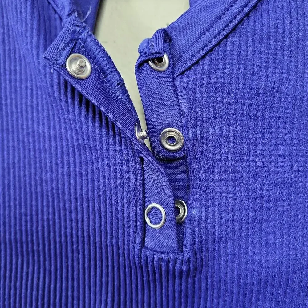 Free people‎ Womens Blue Henley Neck Sleeveless Cropped Tank Top Size XS